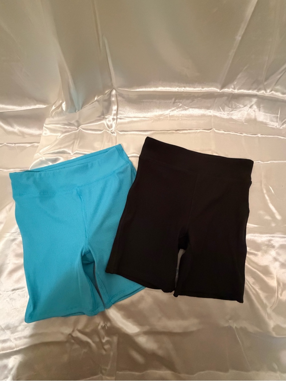 Vively Girls Size L 10/12 Ribbed Biker Shorts Bundle Black Blue Activewear